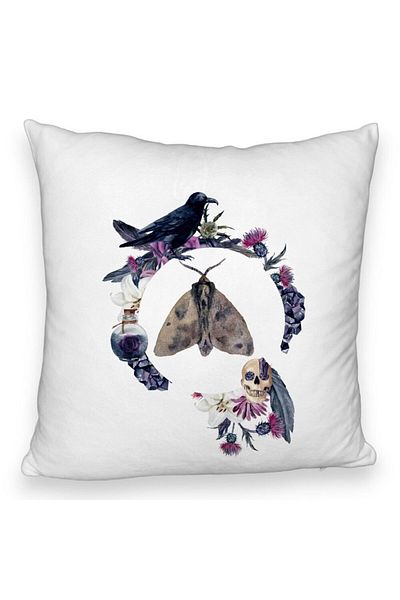 BEKZ Fluffy Decorative Pillow with Halloween Motif 8, 40x40 cm, White, Removable Cover, Bellows