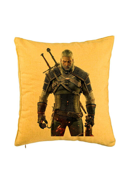 BEKZ Perna Decorativa cu The Witcher 2, 40x40 cm, Galben, Husa Detasabila, Bu...