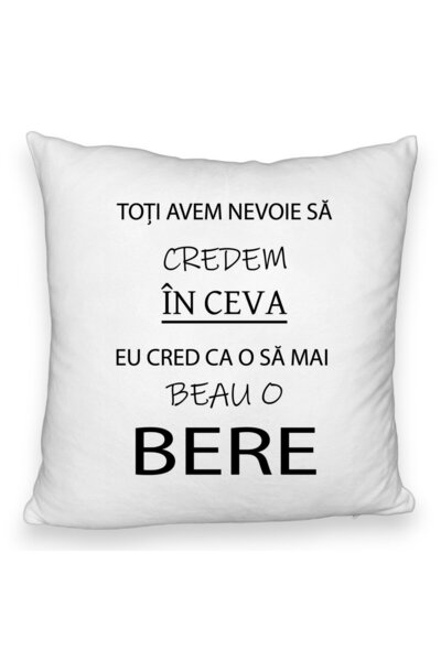BEKZ Perna Decorativa Fluffy, Model Beau o Bere, 40x40 cm, Alba, Husa Detasab...