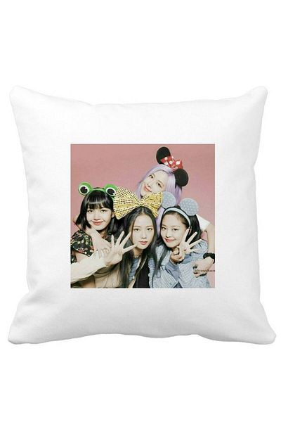 BEKZ Perna Decorativa BlackPink, Model 14, 40x40 cm, Alba, Mata, Husa Detasabila, Burduf