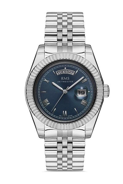 RMS Zeitmeister Rms.1.Ag1349.04 Roman Numeral with Calendar and Day Display 5 Atm Water Resistant Steel Case