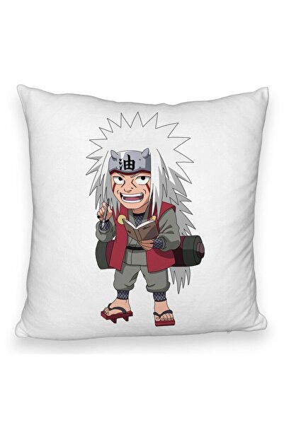 BEKZ Perna Decorativa Fluffy cu Naruto Jiraiya, 40x40 cm, Alba, Husa Detasabi...