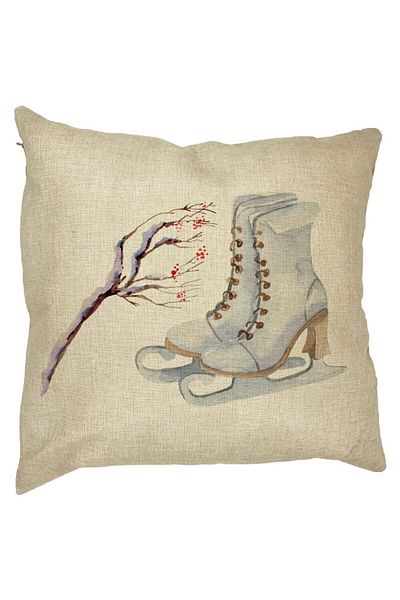BEKZ Perna Decorativa de Craciun, Patine gheata, 1, 40x40 cm, Husa Detasabila, Burduf