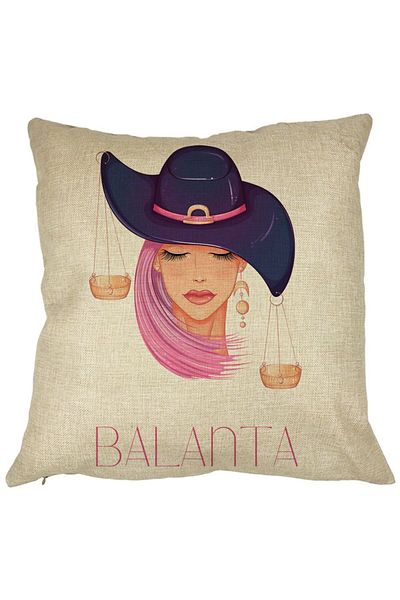 BEKZ Perna Decorativa, Zodia Balanta, 40x40 cm, Husa Detasabila, Burduf
