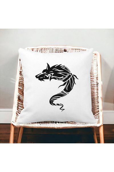 BEKZ Dacian Wolf Square Pillowcase, 40x40 Cm, White, Matte