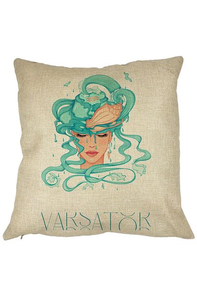 BEKZ Perna Decorativa, Zodia Varsator, 40x40 cm, Husa Detasabila, Burduf