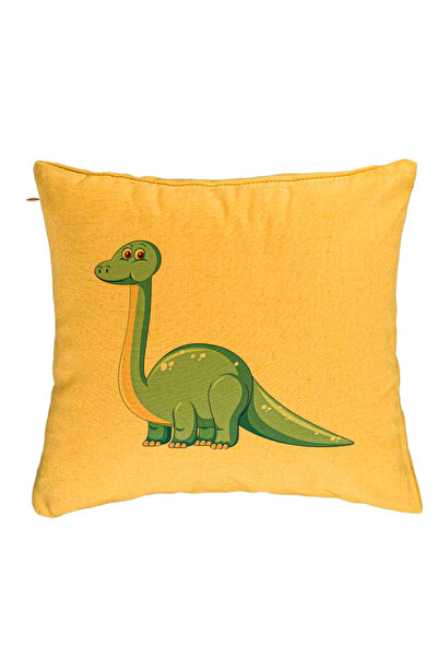 BEKZ Perna Decorativa, Model copii, Blue Dinozaur, 40x40 cm, Galben, Husa Det...