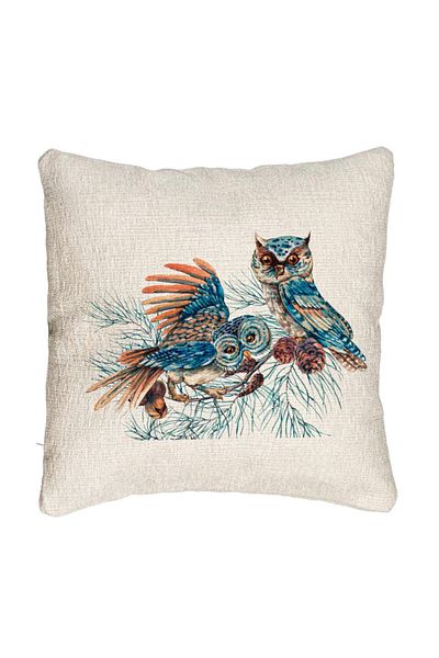 BEKZ Fata de perna Canapea de Craciun Bufnita Colorfull, 40x40 cm, Cu fermoar