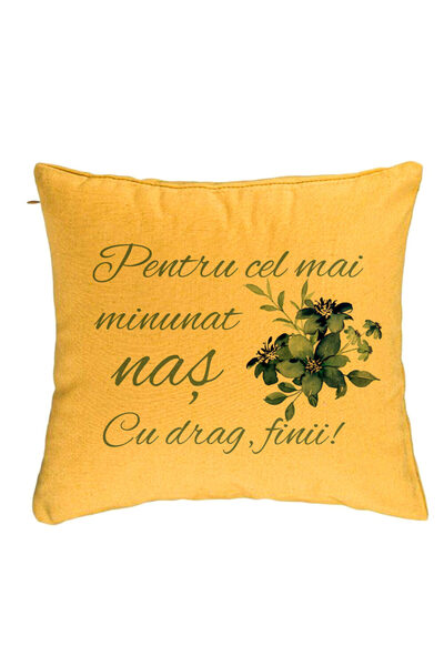BEKZ Perna Decorativa pentru Nas 1, 40x40 cm, Galben, Husa Detasabila, Burduf