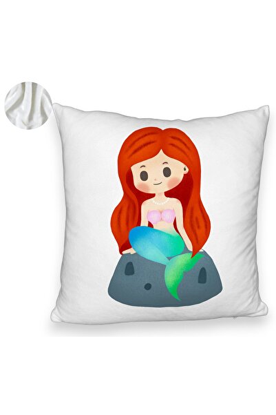 BEKZ Față de pernă pufoasă, model sirenă, 40x40 cm, albă