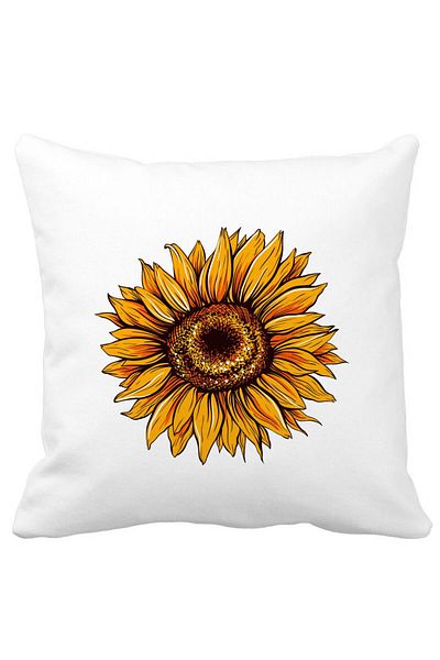BEKZ Square Pillowcase Sun Flower, 40x40 Cm, White, Matte