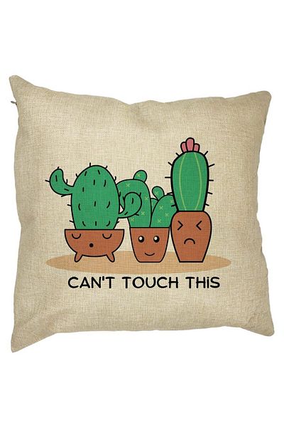 BEKZ Perna Decorativa Patrata Cactus Can&apos;t Touch This, 40x40 cm, Husa Detasabila, Burduf