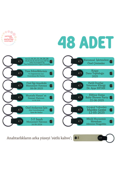 Miaju مجموعة مكونة من 48 قطعة لعمال ورشة الألعاب الخشبية، سلسلة مفاتيح للرسائل الشخصية، فيروزي وقهوة بالحليب