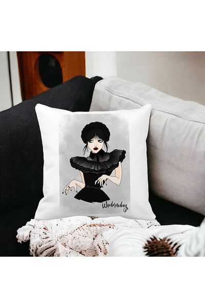 BEKZ Wednesday Addams Dancing Hands Pillowcase 3.40x40 Cm, White, Matte