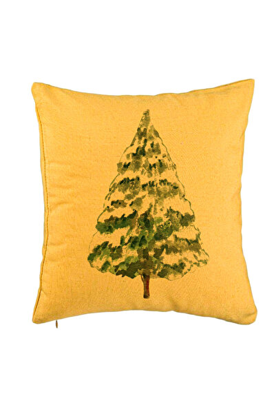 BEKZ Față de pernă cu tematică de Crăciun, Brad 2, 40x40 cm, galben