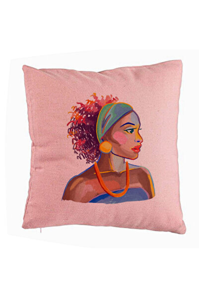 BEKZ Față de pernă, model african auriu, 40x40 cm, roz