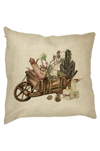 BEKZ Perna Decorativa cu tematica de Craciun, 18, 40x40 cm, Husa Detasabila, Burduf