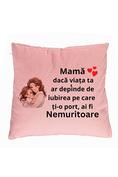 BEKZ Perna Decorativa, Model pentru Mama 6, 40x40 cm, Roz, Husa Detasabila, B...