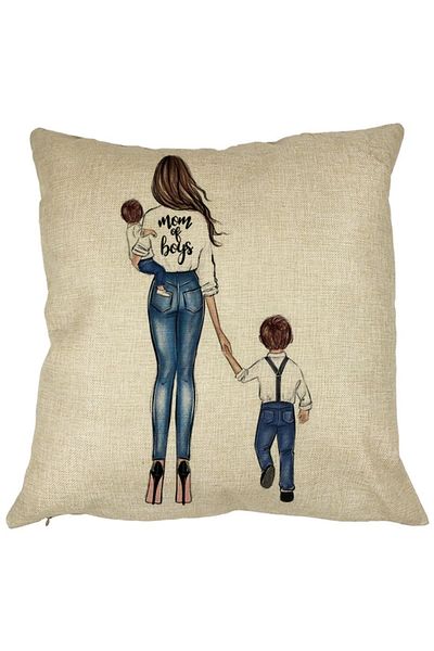 BEKZ Față de pernă pătrată cu imprimeu „Mama băieților”, 40x40 cm