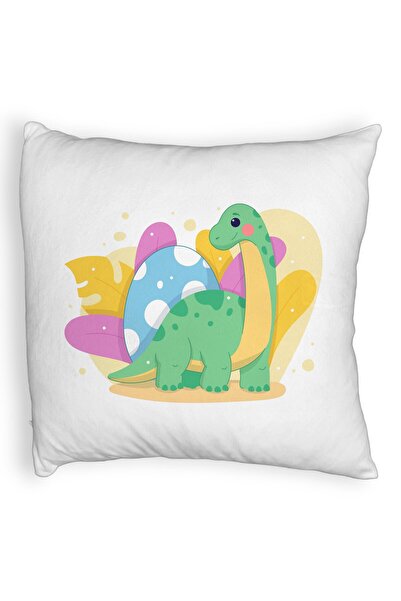 BEKZ Perna Decorativa Fluffy, Model Dinozaur Galben Verde, 40x40 cm, Alba, Hu...