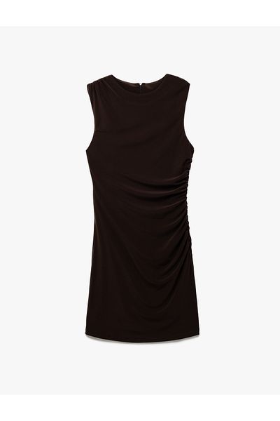 Koton New Season Drape Detailed Crew Neck Sleeveless Mini Dress