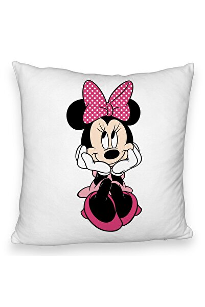 BEKZ Perna Decorativa Fluffy, Model copii Minnie Mouse, 40x40 cm, Alba, Husa ...