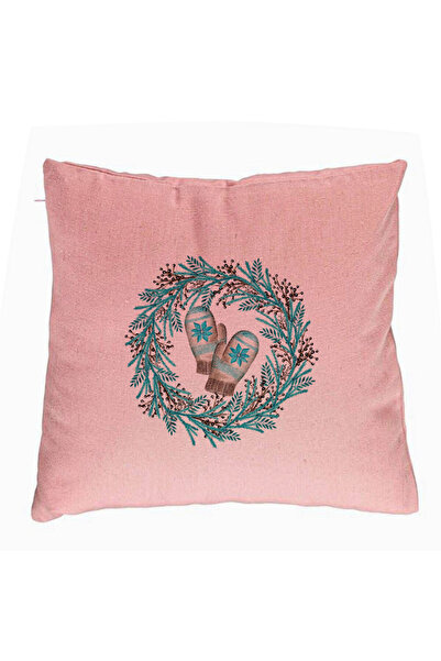 BEKZ Față de pernă cu coroană de Crăciun, 40x40 cm, roz