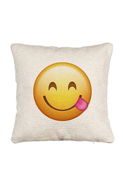 BEKZ Perna Decorativa Canapea, Model Emoji cu Limba, 40x40 cm, Cu fermoar