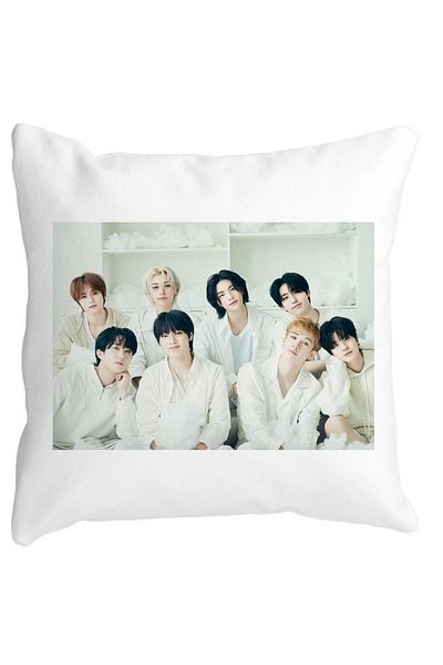 BEKZ Decorative Pillow, Stray Kids 10, 40×40 cm, White, Matte, Removable Cover, Bellows