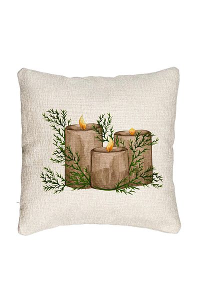 BEKZ Fata de perna Canapea cu tematica de Craciun, Lumanari, 6, 40x40 cm, Cu fermoar