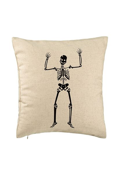 BEKZ Față de pernă cu motiv de schelet de Halloween 1, 40x40 cm, bej
