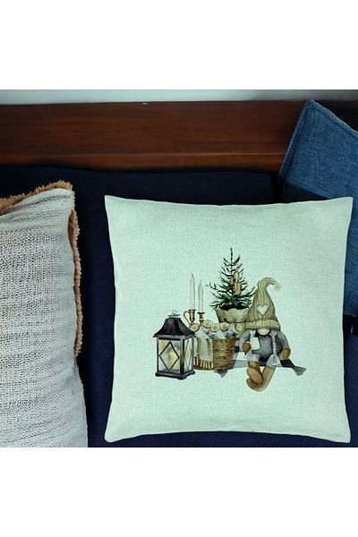 BEKZ Perna Decorativa cu tematica de Craciun, 19, 40x40 cm, Verde Menta, Husa Detasabila, Burduf