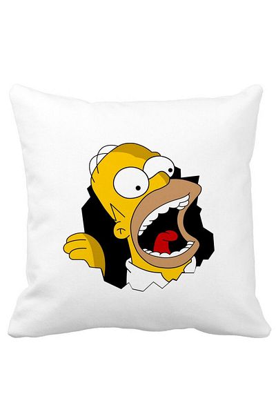 BEKZ Simpsons Homer Square Pillowcase 2.40x40 Cm, White, Matte