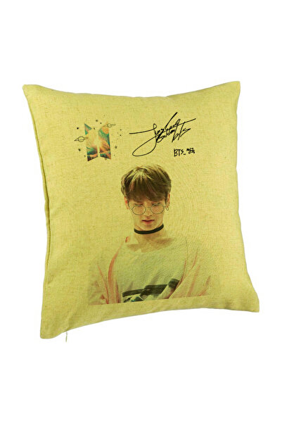 BEKZ Perna Decorativa BTS Jungkook 2, 40x40 cm, Verde, Husa Detasabila, Burduf