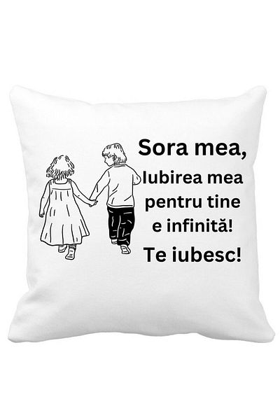 BEKZ Pillowcase My Sister 17, 40x40 Cm, White, Matte