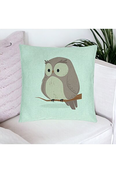 BEKZ Față de pernă, model bufniță, 40x40 cm, verde mentă