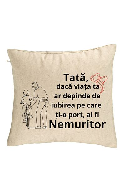 BEKZ Perna Decorativa, Model pentru Tata 9, 40x40 cm, Bej, Husa Detasabila, Burduf