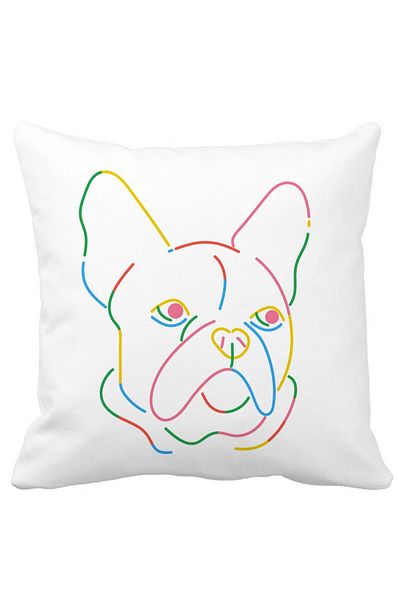 BEKZ Perna Decorativa, Doggo MultiColor, 40x40 cm, Alba, Mata, Husa Detasabila, Burduf