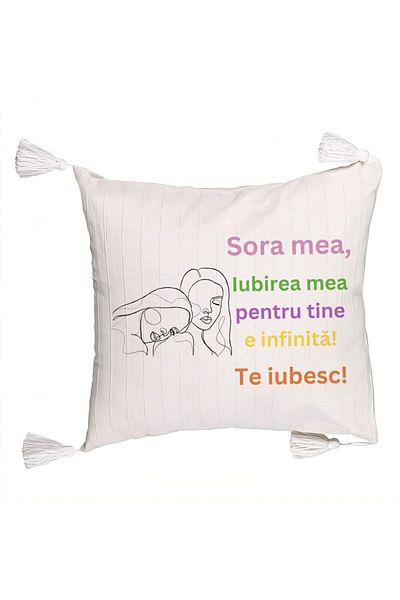 BEKZ Fringed Pillowcase My Sister 6, 45x45 cm, With zipper