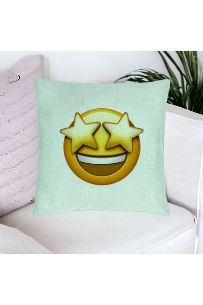 BEKZ Față de pernă, model Emoji Wow, 40x40 cm, verde mentă