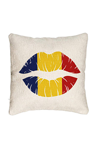 BEKZ Perna Decorativa Canapea, Model Romanian Kiss, 40x40 cm, Cu fermoar