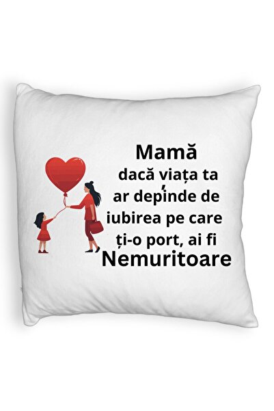 BEKZ Perna Decorativa Fluffy, Model pentru Mama 7, 40x40 cm, Alba, Husa Detasabila, Burduf