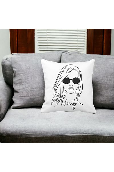 BEKZ Decorative Pillow, Beauty life, 40x40 cm, White, Matte, Removable Cover, Bellows