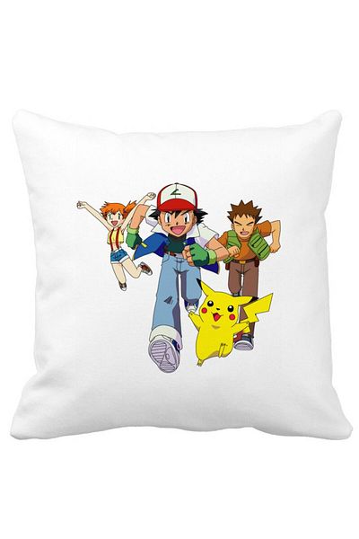 BEKZ Pokemon Pikachu Decorative Pillow, 40x40 cm, White, Matte, Removable Cover, Bellows