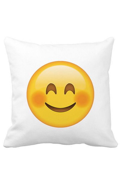 BEKZ Square Decorative Pillow Sham Emoji, 40x40 cm, White, Matte, Removable Cover, Bellows