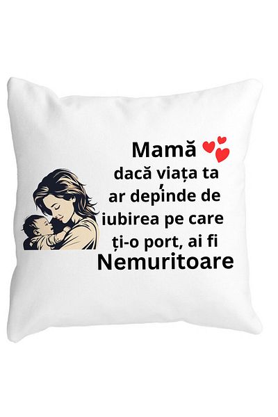 BEKZ Pillowcase For Mom 11.40x40 Cm, White, Matte