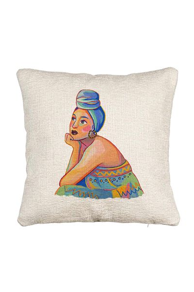 BEKZ Fata de perna Canapea, Model African Fashion, 40x40 cm, Cu fermoar