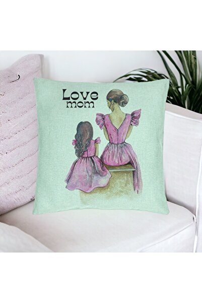 BEKZ Perna Decorativa, Model Love Mom, 40x40 cm, Verde Menta, Husa Detasabila...