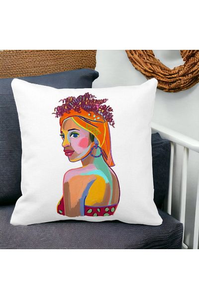 BEKZ Square Curly African Pillowcase, 40x40 Cm, White, Matte