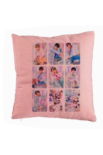 BEKZ Perna Decorativa BTS Army 5, 40x40 cm, Roz, Husa Detasabila, Burduf